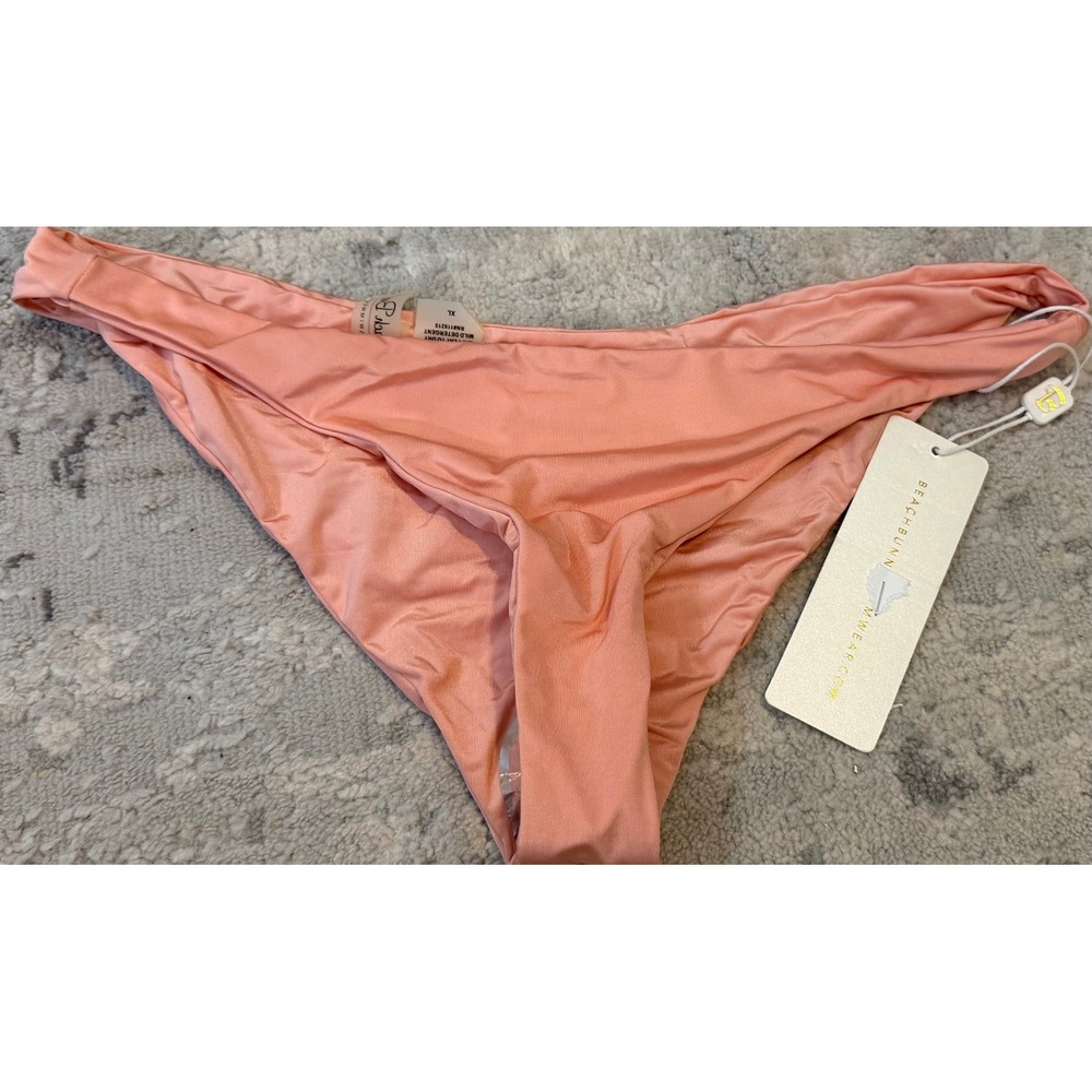 Beach Bunny Coral Pink Ruched Back Bikini Bottom XL NWT